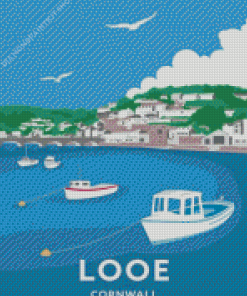Looe Harbour Cornwall Poster Diamond Painting