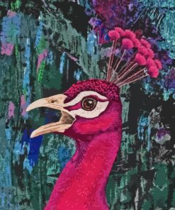 Pink Peacock Bird Head Diamond Painting