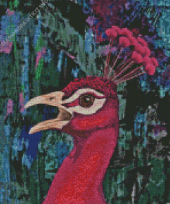 Pink Peacock Bird Head Diamond Painting