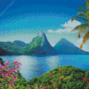 Pitons St Lucia Landscape Diamond Painting