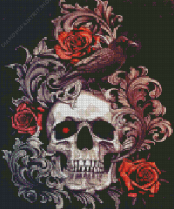 Skull And Roses Diamond Painting