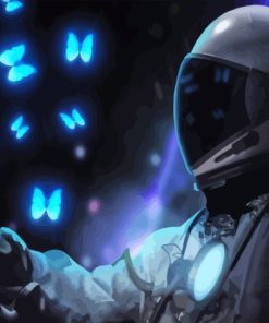Spaceman With Blue Butterflies
