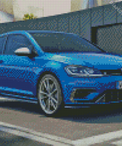 Volkswagen Golf 7 R Blue Car Diamond Painting