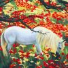 White Horse With Flowers Art Diamond Painting