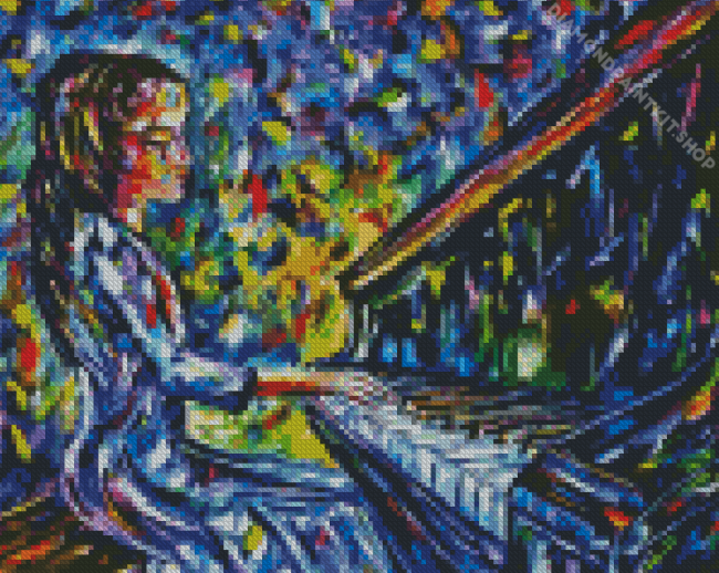 abstract Woman Playing Piano Diamond Painting