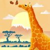 African Giraffes With Butterflies Diamond Painting
