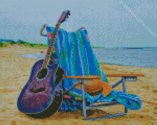 Beach Chair And Guitar Diamond Painting