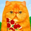 Cat Eating Pizza Diamond Painting