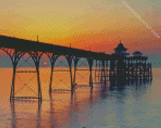 Clevedon Pier Sunset Silhouette Diamond Painting