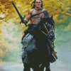 Conan The Barbarian Riding A Black Horse Diamond Painting
