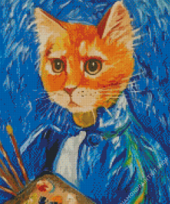 Cool Cat Van Gogh Diamond Painting
