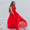 Girl In Red Dress In Snow Diamond Painting