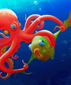 Mad Red Octopus Diamond Painting