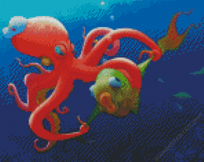 Mad Red Octopus Diamond Painting