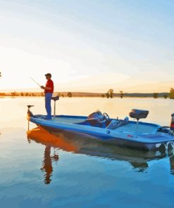 Man On Bass Boat Fishing Diamond Painting