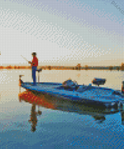 Man On Bass Boat Fishing Diamond Painting