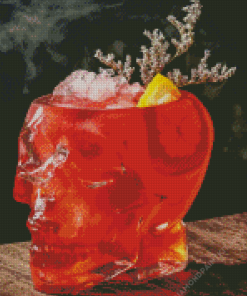 Old Fashioned Cocktail Skull Glass Diamond Painting