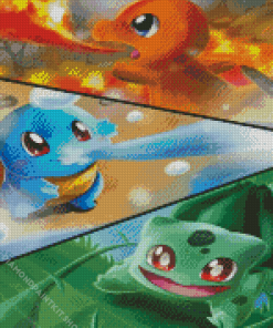 Pokemon Bulbasaur Charmander And Squirtle Diamond Painting