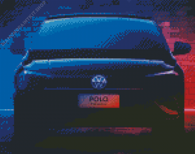 Red and Blue Light Volkswagen Polo Diamond Painting