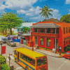 Vibrant Buildings In Barbados Diamond Painting