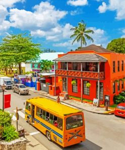 Vibrant Buildings In Barbados Diamond Painting