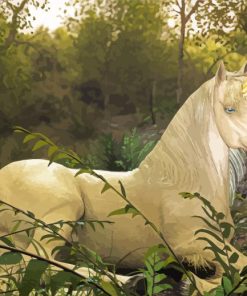 White Unicorn In The Forest Diamond Painting