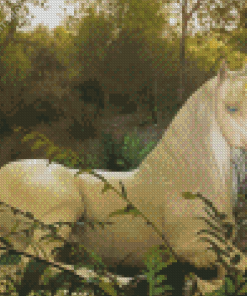 White Unicorn In The Forest Diamond Painting