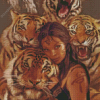 Woman With Tigers Diamond Painting