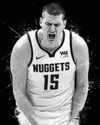 Black And White Nikola Jokic Diamond Painting - DiamondPaintKit.SHOP