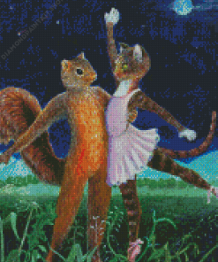 Cat And Squirrel Dancing Diamond Painting