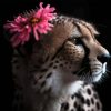 Cheetah With Flowers Side View Diamond Painting