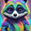 Cute Colorful Raccoon Diamond Painting