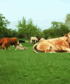 Dog With Cows Diamond Painting
