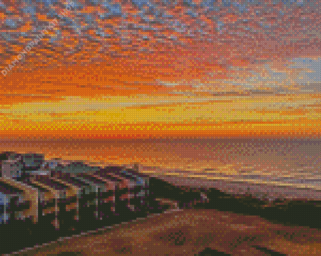 Emerald Isle Town At Sunset Diamond Painting