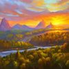 Glass House Mountains Sunset Art Diamond Painting