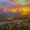 Glass House Mountains Sunset Art Diamond Painting