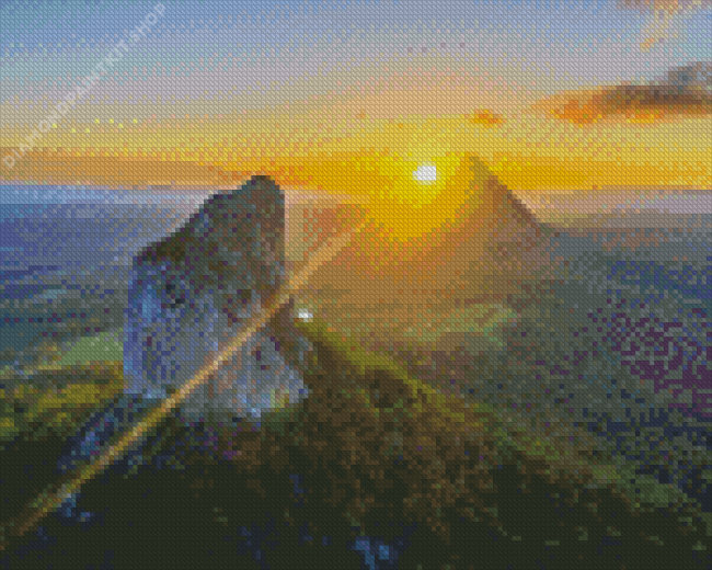 Glass House Mountains Sunset Diamond Painting