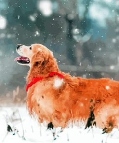 Golden Retriever Enjoying The Snow Diamond Painting