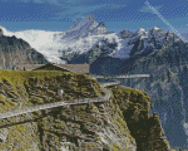 Grindelwald Village Cliff Diamond Painting