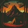 Illustration Forest Campsite Diamond Painting