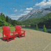 Lake With Red Chairs Diamond Painting