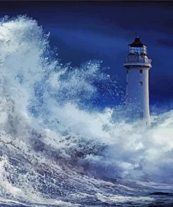 Lighthouse Storm At Sea Diamond Painting