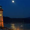 Lindau Lighthouse With Moon Light Diamond Painting