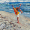 Little Girl Dancing On Beach Art Diamond Painting