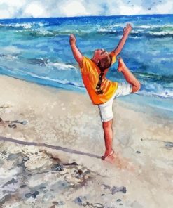 Little Girl Dancing On Beach Art Diamond Painting