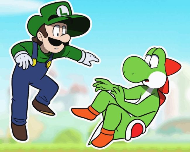 Luigi And Yoshi Video Game Diamond Painting