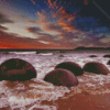 Moeraki Boulders Beach Diamond Painting