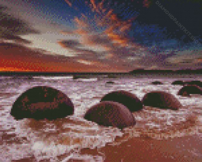 Moeraki Boulders Beach Diamond Painting