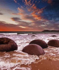 Moeraki Boulders Beach Diamond Painting