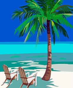 Palm Trees And Beach Chairs Diamond Painting